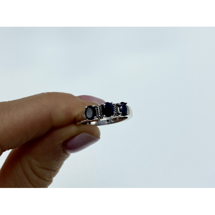 Sky Jewelry Серебряное кольцо с сапфирами  Обаяние