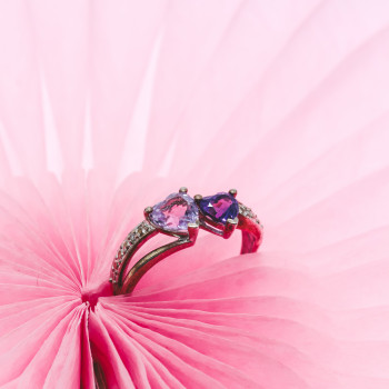 Sky Jewelry Серебряное кольцо с камнями иолит и танзанит   Сердца