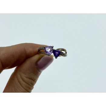 Sky Jewelry Серебряное кольцо с камнями иолит и танзанит   Сердца