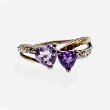 Sky Jewelry Серебряное кольцо с камнями иолит и танзанит   Сердца