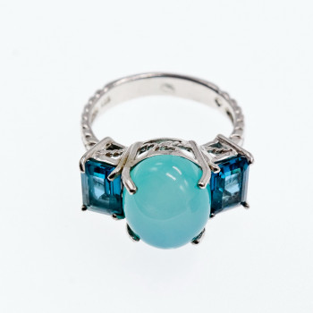 Sky Jewelry Серебряное кольцо с аквамаринами   Морская сказка