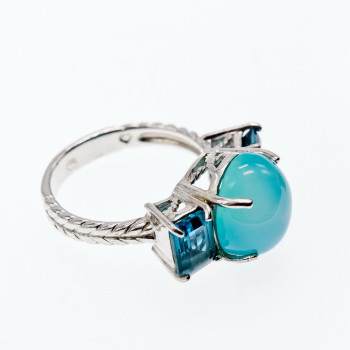 Sky Jewelry Серебряное кольцо с аквамаринами   Морская сказка