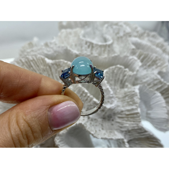 Sky Jewelry Серебряное кольцо с аквамаринами   Морская сказка
