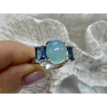 Sky Jewelry Серебряное кольцо с аквамаринами   Морская сказка