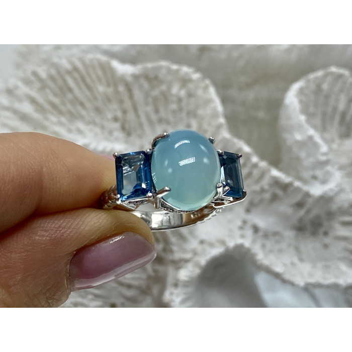 Sky Jewelry Серебряное кольцо с аквамаринами   Морская сказка