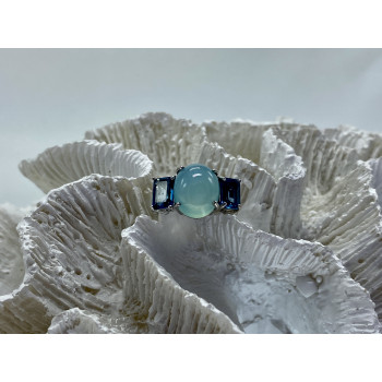 Sky Jewelry Серебряное кольцо с аквамаринами   Морская сказка