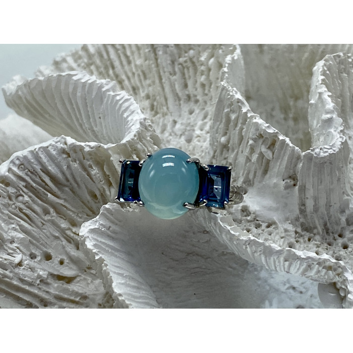 Sky Jewelry Серебряное кольцо с аквамаринами   Морская сказка