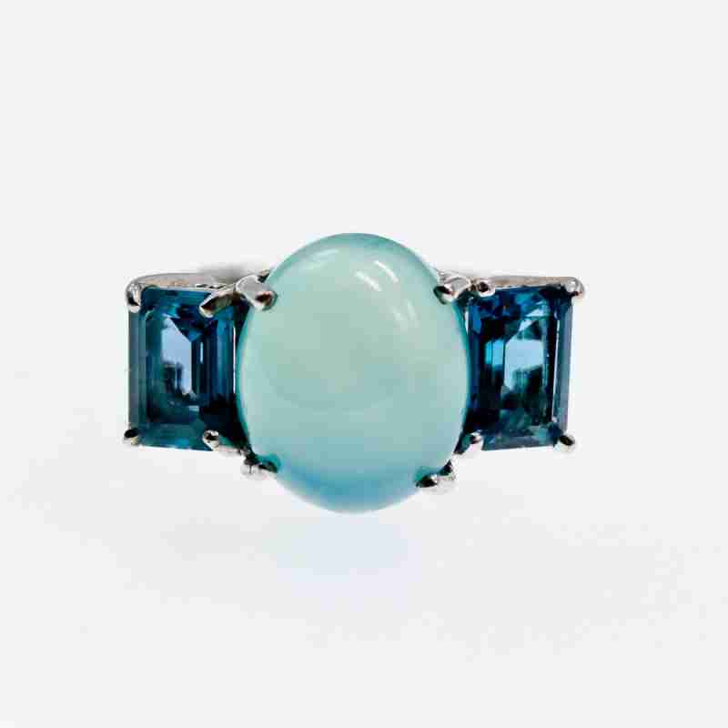 Sky Jewelry Серебряное кольцо с аквамаринами   Морская сказка