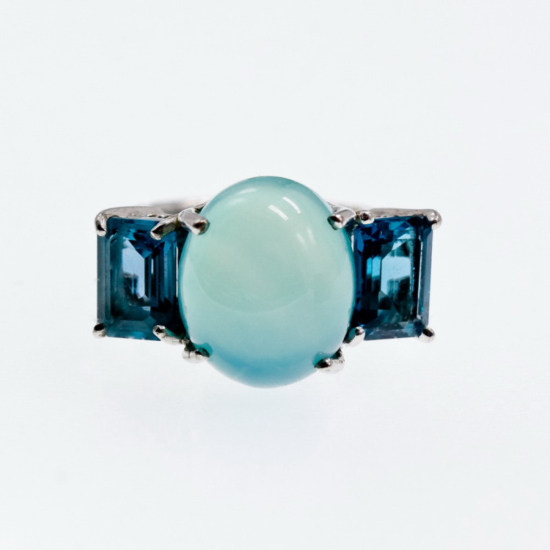 Sky Jewelry Серебряное кольцо с аквамаринами   Морская сказка