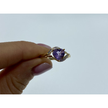 Sky Jewelry Золотое кольцо с турмалином и бриллиантами   Турмалиновое сердце