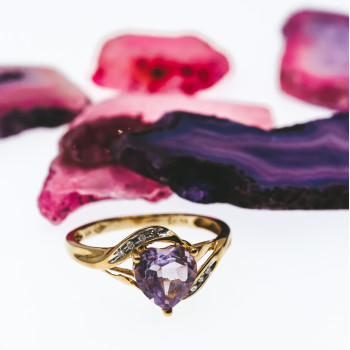 Sky Jewelry Золотое кольцо с турмалином и бриллиантами   Турмалиновое сердце