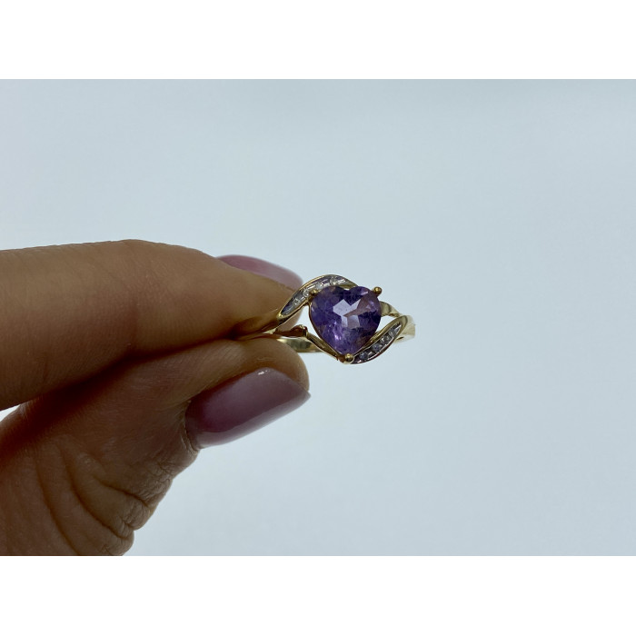 Sky Jewelry Золотое кольцо с турмалином и бриллиантами   Турмалиновое сердце