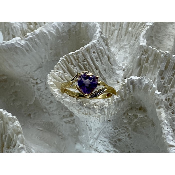 Sky Jewelry Золотое кольцо с турмалином и бриллиантами   Турмалиновое сердце