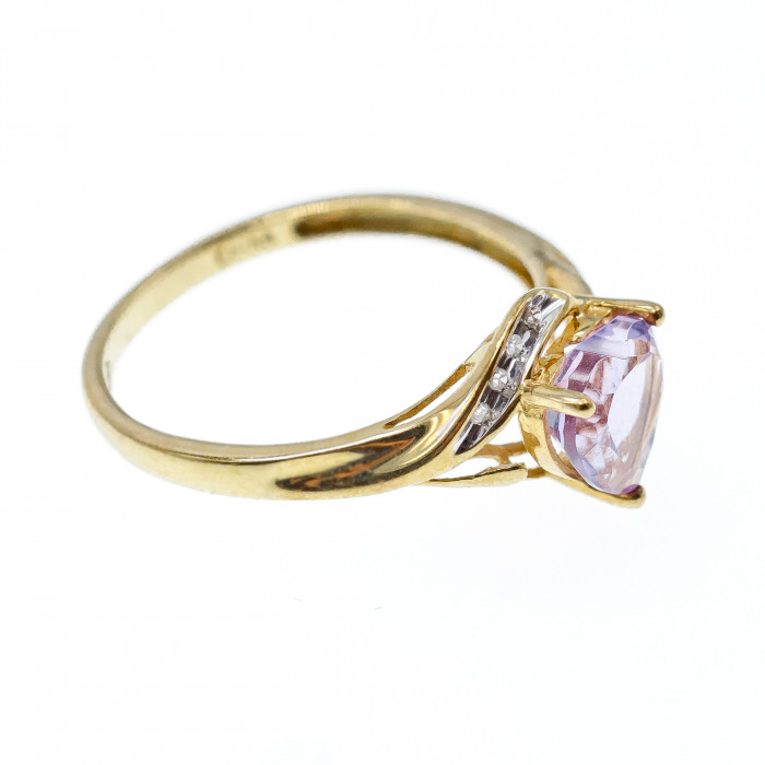 Sky Jewelry Золотое кольцо с турмалином и бриллиантами   Турмалиновое сердце