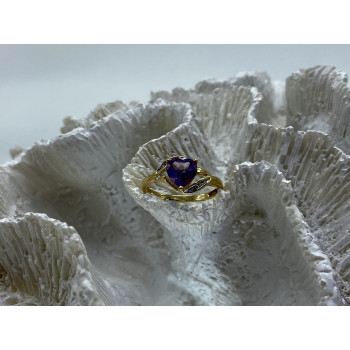 Sky Jewelry Золотое кольцо с турмалином и бриллиантами   Турмалиновое сердце