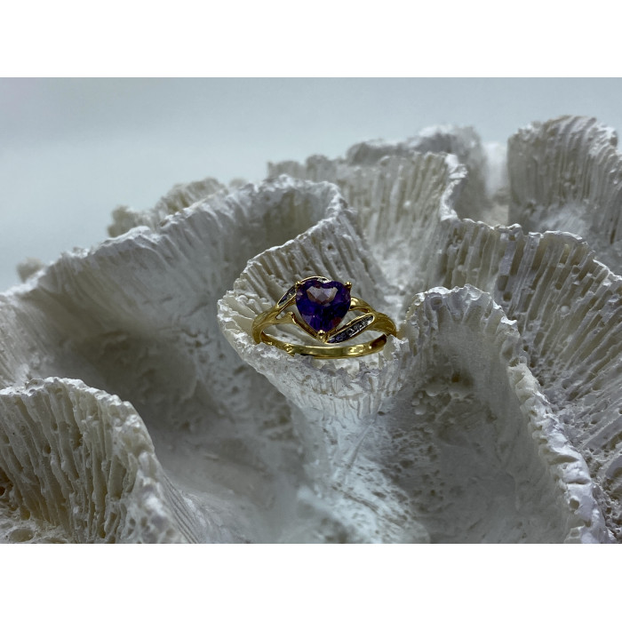 Sky Jewelry Золотое кольцо с турмалином и бриллиантами   Турмалиновое сердце