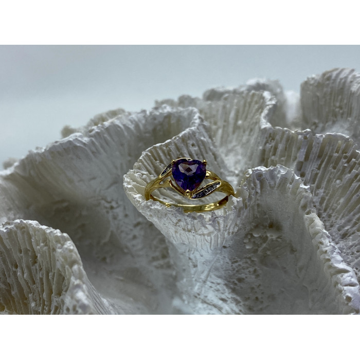 Sky Jewelry Золотое кольцо с турмалином и бриллиантами   Турмалиновое сердце