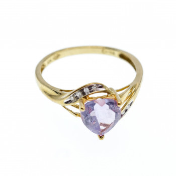 Sky Jewelry Золотое кольцо с турмалином и бриллиантами   Турмалиновое сердце