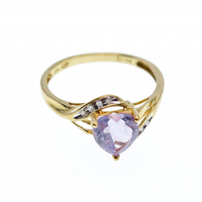 Sky Jewelry Золотое кольцо с турмалином и бриллиантами   Турмалиновое сердце