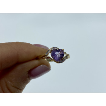 Sky Jewelry Золотое кольцо с турмалином и бриллиантами   Турмалиновое сердце