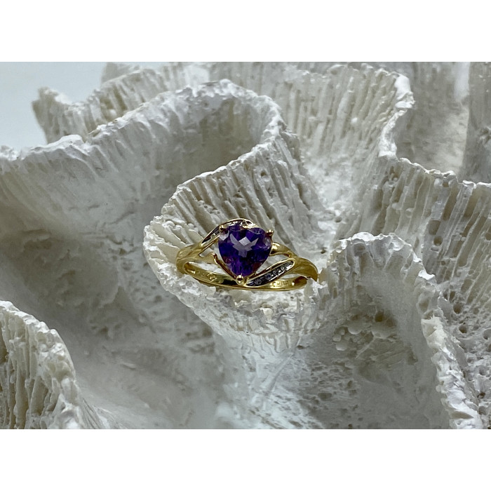 Sky Jewelry Золотое кольцо с турмалином и бриллиантами   Турмалиновое сердце