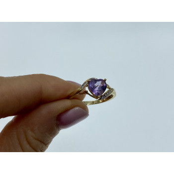 Sky Jewelry Золотое кольцо с турмалином и бриллиантами   Турмалиновое сердце