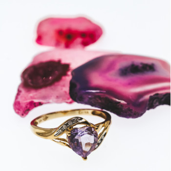 Sky Jewelry Золотое кольцо с турмалином и бриллиантами   Турмалиновое сердце