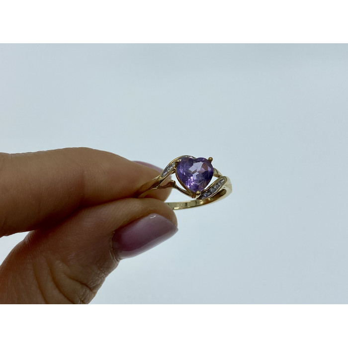 Sky Jewelry Золотое кольцо с турмалином и бриллиантами   Турмалиновое сердце