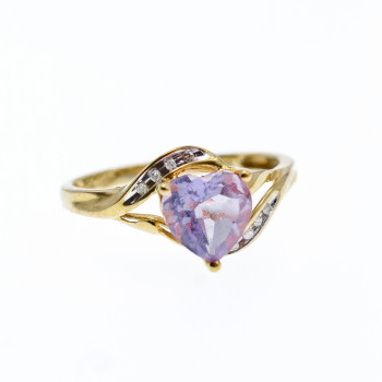 Sky Jewelry Золотое кольцо с турмалином и бриллиантами   Турмалиновое сердце