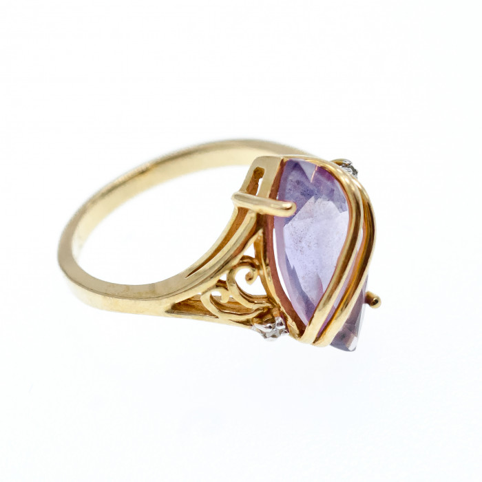 Sky Jewelry Золотое кольцо с турмалином и бриллиантами   Дизайн