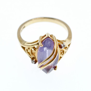 Sky Jewelry Золотое кольцо с турмалином и бриллиантами   Дизайн