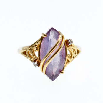 Sky Jewelry Золотое кольцо с турмалином и бриллиантами   Дизайн