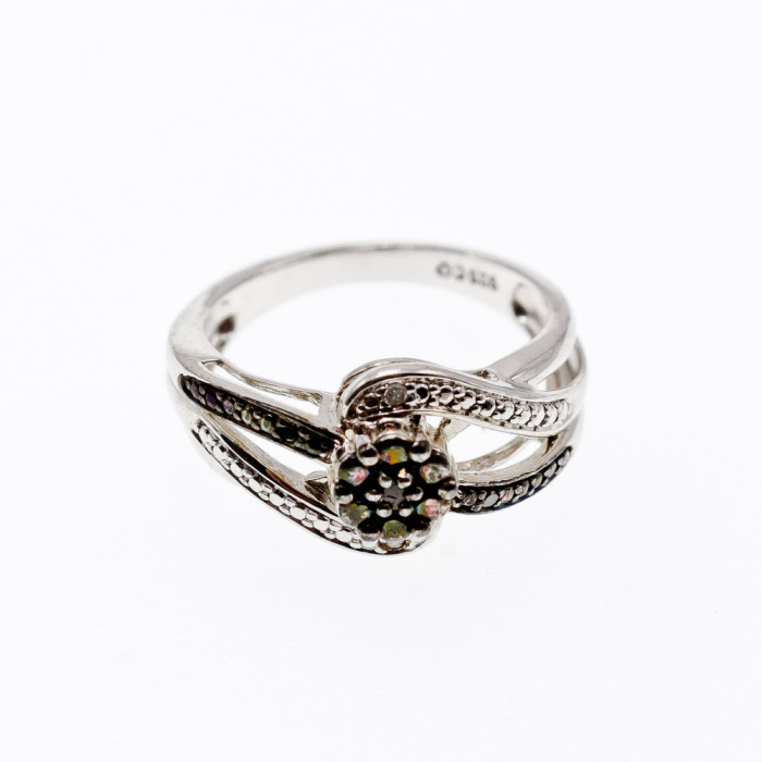 Sky Jewelry Серебряное кольцо с камнями шерл (турмалин)  Цветы