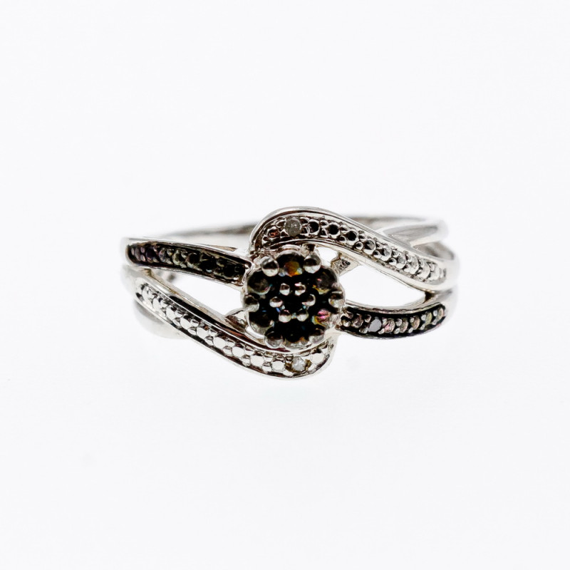 Sky Jewelry Серебряное кольцо с камнями шерл (турмалин)  Цветы