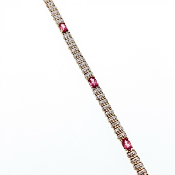 Sky Jewelry Серебряный браслет с камнем розовая шпинель и фианитами