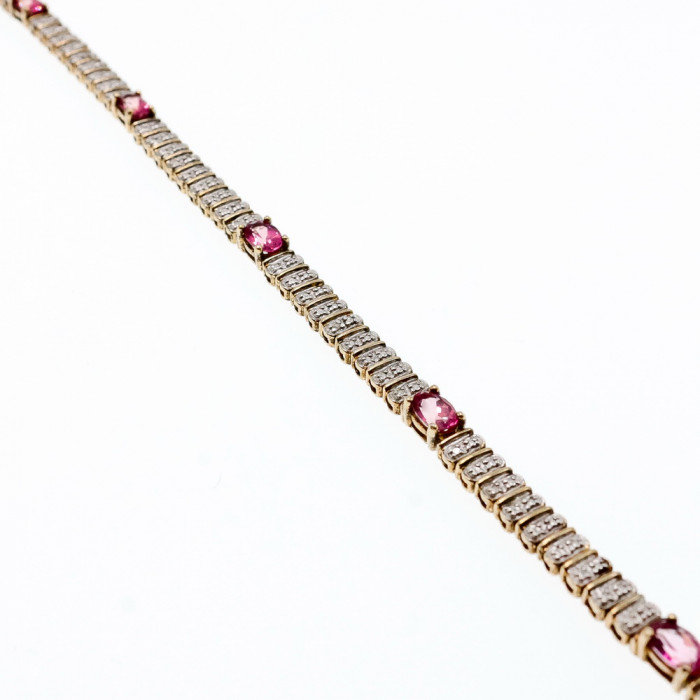 Sky Jewelry Серебряный браслет с камнем розовая шпинель и фианитами