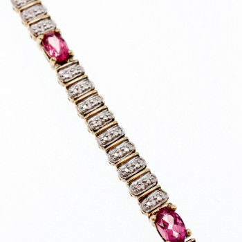 Sky Jewelry Серебряный браслет с камнем розовая шпинель и фианитами