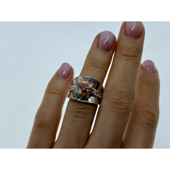 Sky Jewelry Серебряное кольцо с камнями морганит и гошенит  Аленький цветочек