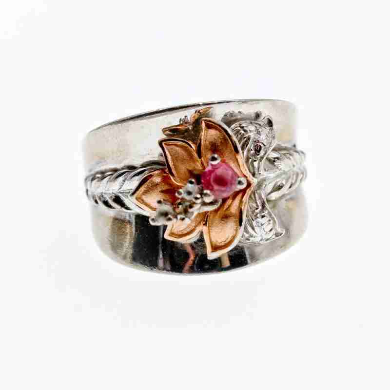 Sky Jewelry Серебряное кольцо с камнями морганит и гошенит  Аленький цветочек