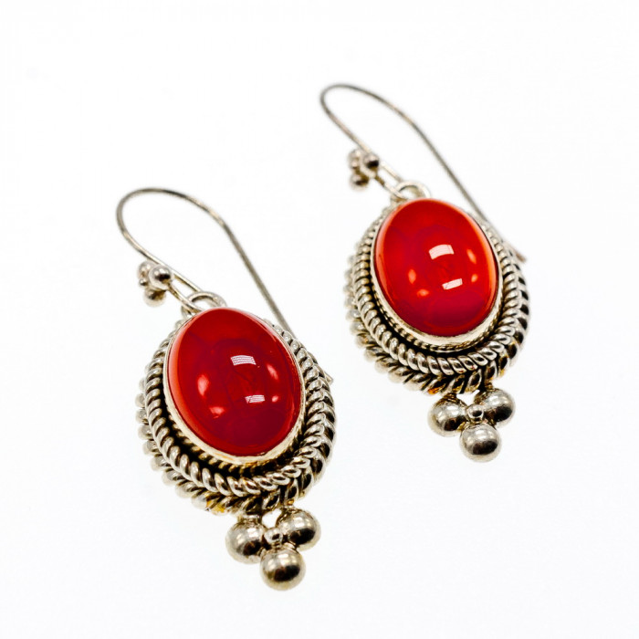 Sky Jewelry Винтажные серебряные серьги с агатом  Грация