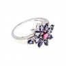 Sky Jewelry Серебряное кольцо с камнями танзанит и шпинель  Цветы
