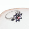 Sky Jewelry Серебряное кольцо с камнями танзанит и шпинель  Цветы