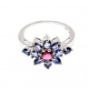 Sky Jewelry Серебряное кольцо с камнями танзанит и шпинель  Цветы