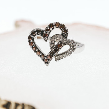 Sky Jewelry Золотое кольцо с гессонитом и бриллиантами  Сердца