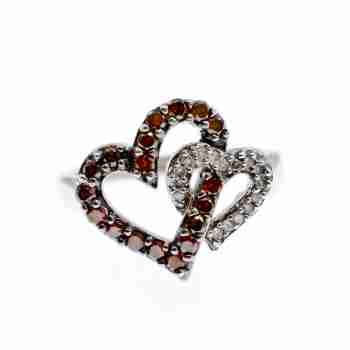 Sky Jewelry Золотое кольцо с гессонитом и бриллиантами  Сердца