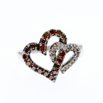 Sky Jewelry Золотое кольцо с гессонитом и бриллиантами  Сердца