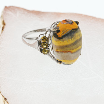 Sky Jewelry Серебряное кольцо с яшмой и цитрином   Вкус лета
