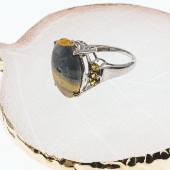 Sky Jewelry Серебряное кольцо с яшмой и цитрином   Вкус лета