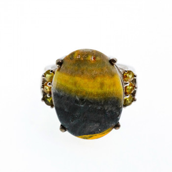 Sky Jewelry Серебряное кольцо с яшмой и цитрином   Вкус лета