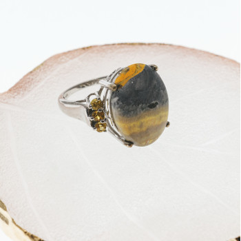 Sky Jewelry Серебряное кольцо с яшмой и цитрином   Вкус лета